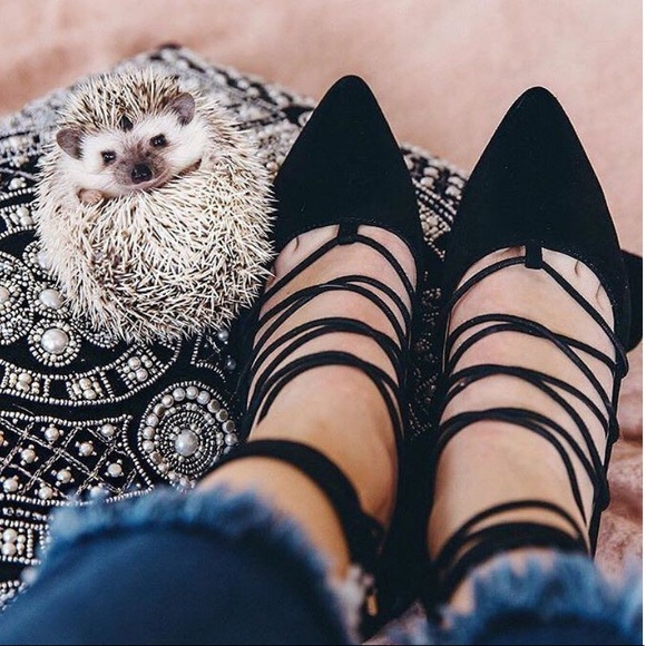 Black Suede/Leather Lace-Up Mary Jane Heels Pump - Picture 6 of 6